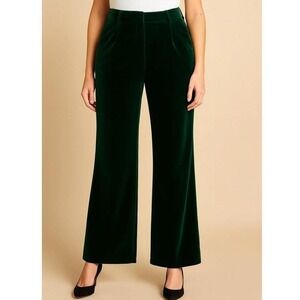 Gibson Latimer NWT Velvet Trousers Emerald Green High Rise Wide Leg 8 St Paddys